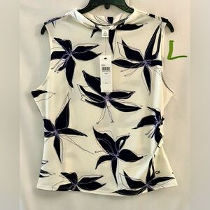 Calvin Klein Black and White Floral Tank Top